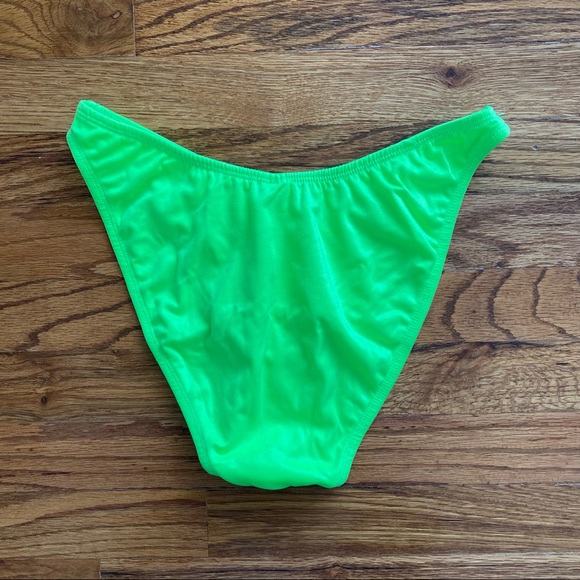 Vintage Neon Green High Leg Swim Bottoms Size Small - Picture 2 of 2